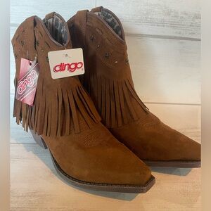 Dingo Cassidy Rustic Star Fringe Western Boots NWT NEW Cowgirl Rodeo 7.5 7 1/2